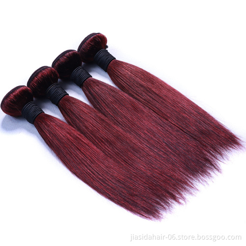 Straight 99J Wine Red Burgundy Weave Raw Mink Brazilian Bundles Cuticle Aligned Virgin Human Hair Extension